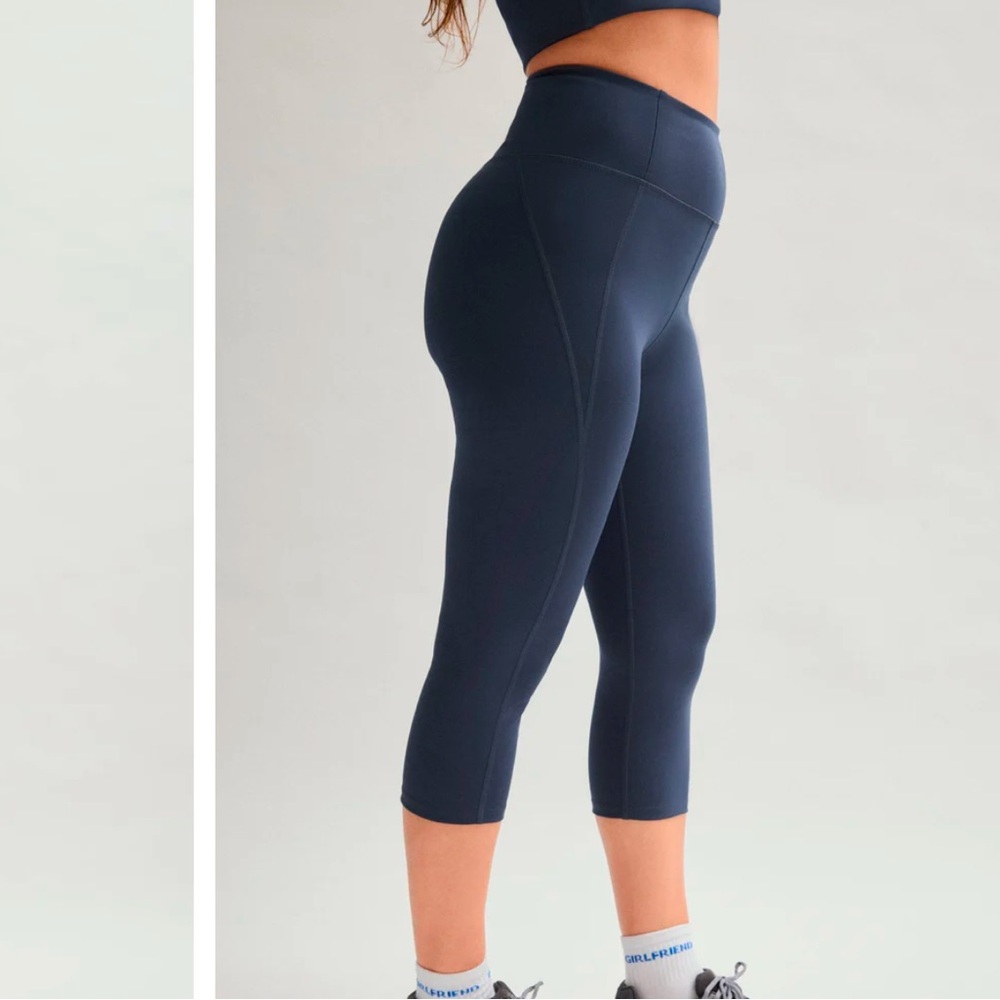 Girlfriend Collective High Rise Compression Crop Leggings Navy Blue